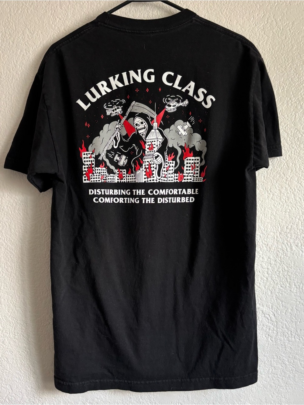 Large Lurking Class Graphic Tee - Black with White & Red Print